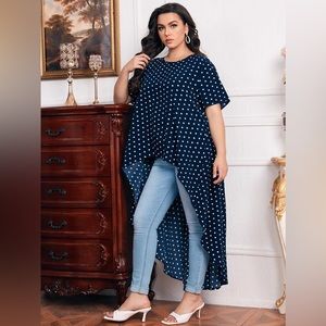 SHEIN Plus High Low Polka Dot Top